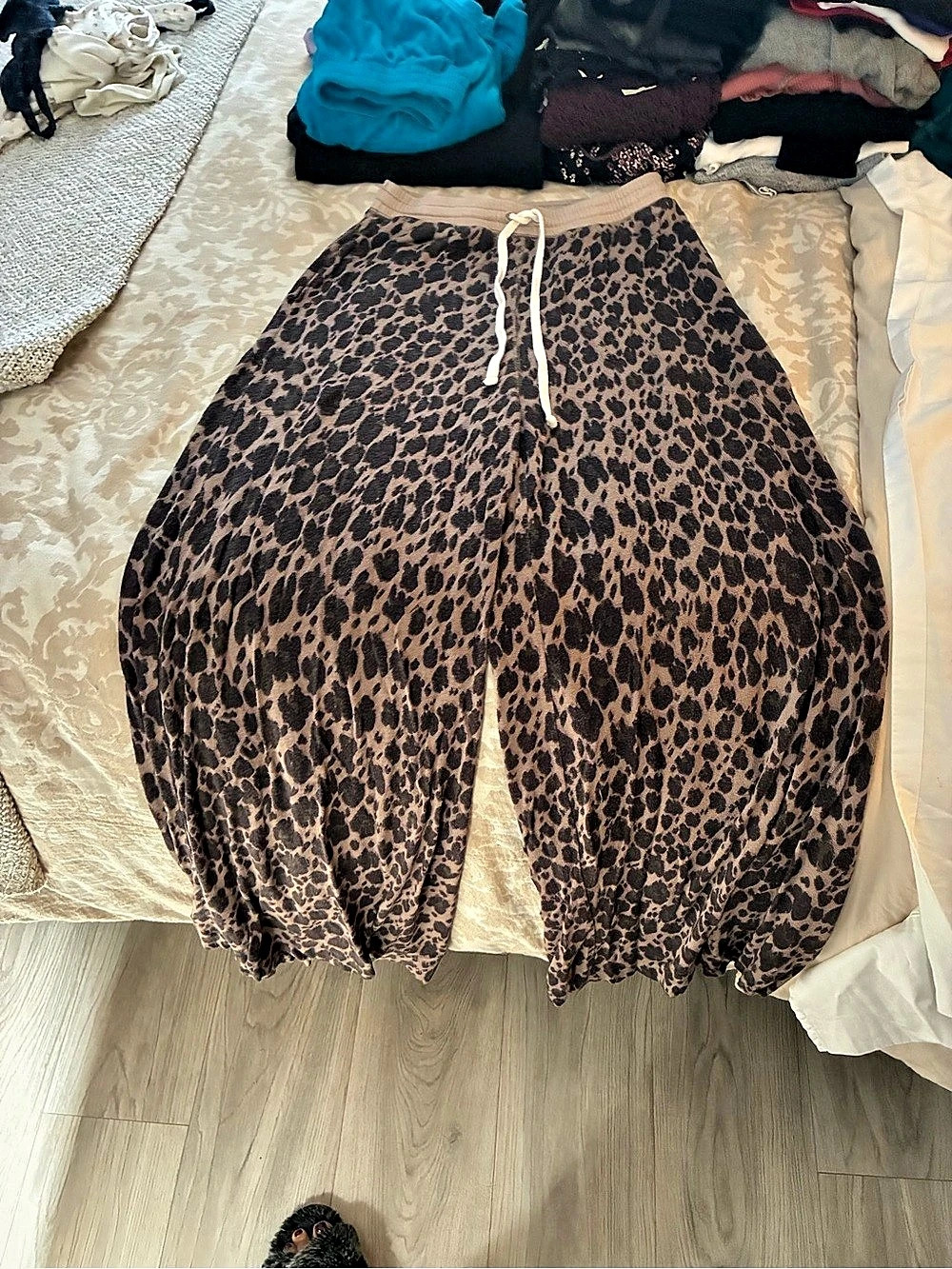 Leopard Print Wide Leg Pants